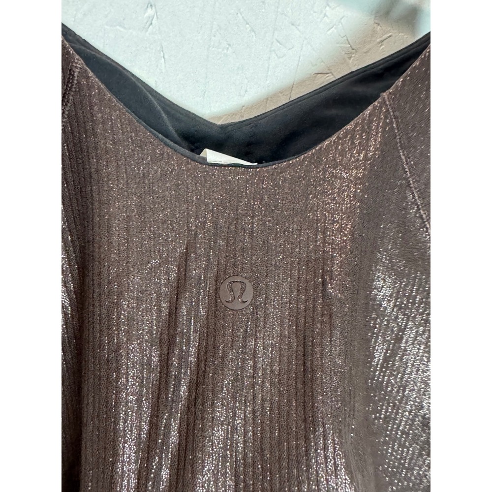 Lululemon Align Crop Cami Tank Roasted Brown Foil Ribbed Nulu LW1GDAS Size 6 - Picture 4 of 4